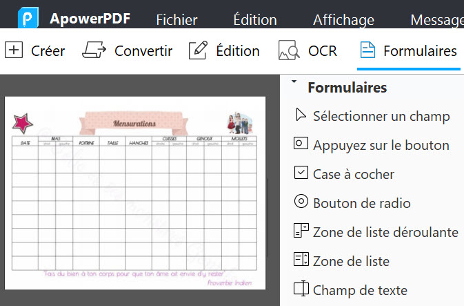 remplir un PDF avec Apowerpdf