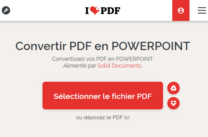 ilovepdf pour convertir un pdf en ppt sur ipad