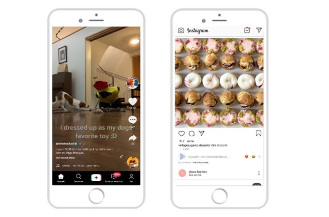 interface tik tok et instagram