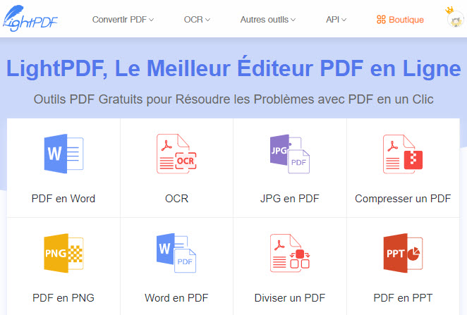 lightPDF pour convertir un CV en PDF