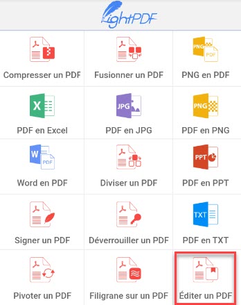 modifier un PDF sur lightpdf