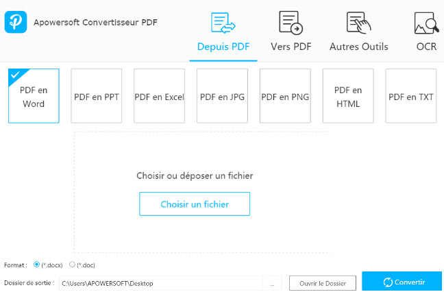 Apowersoft PDF Converter à partir du bouton PDF