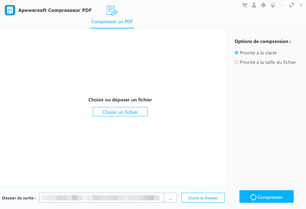 interface de Apowersoft Compresseur PDF