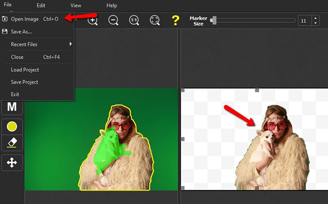 montage photo sur fond vert avec photoscissors