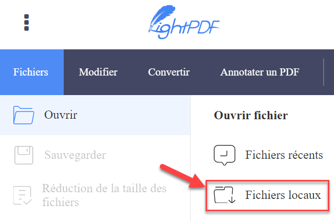 ouvrir le fichier dans le fichier local