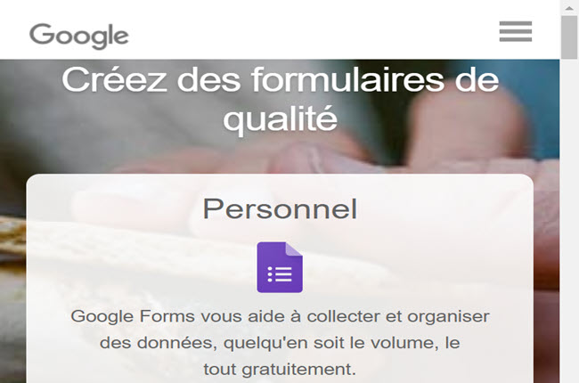 google forms créer un sondage en ligne