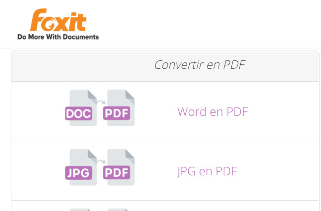 convertir un JPG en PDF en ligne avec foxit