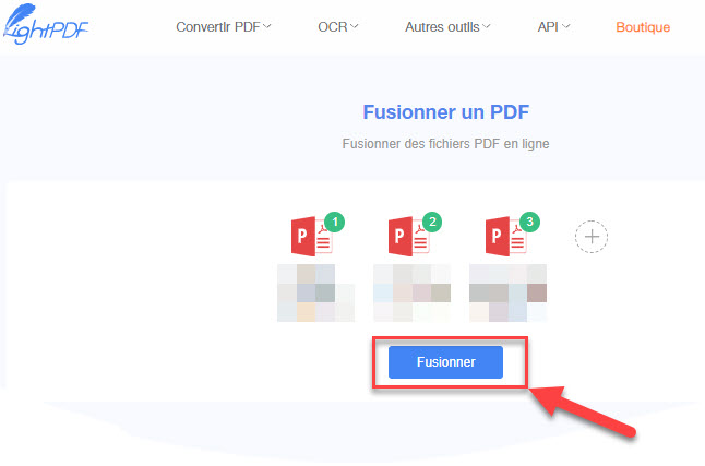 bouton fusionner pour combiner des captures d'écran en un PDF