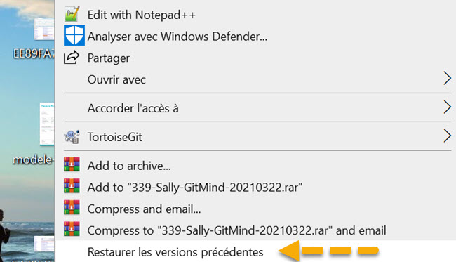 restaurer les versions précédentes