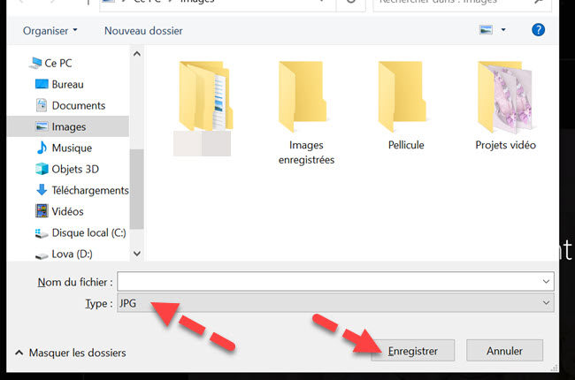 enregistrer jpg