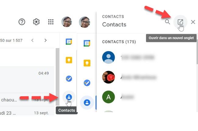 transférer les contacts via Gmail