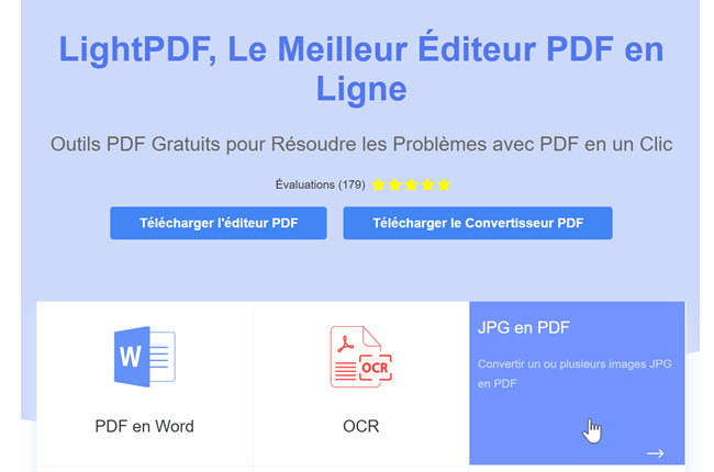 convertir JPG en PDF avec LightPDF