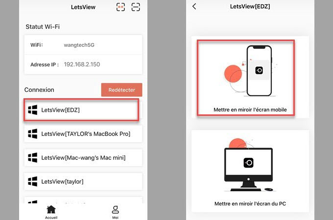 diffuser iPhone sur Chromecast avec LetsView