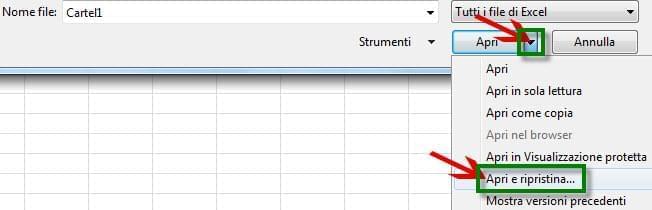 strumento di riparazione in Excel