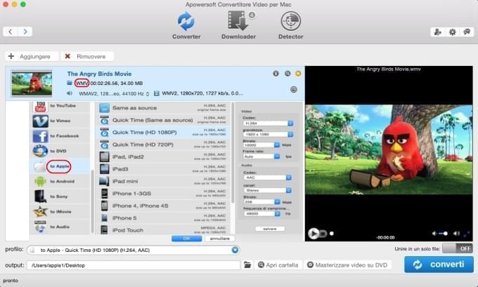 Convertire un file WMV in MOV per Mac