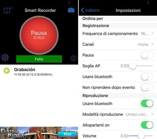 applicazione di Smart Recorder