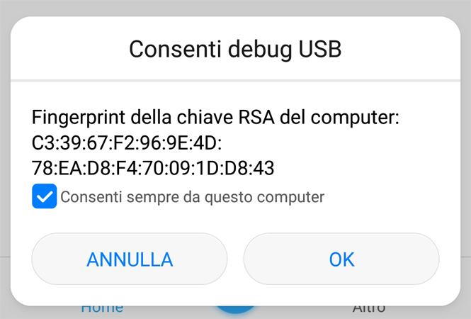 Debug USB di Android
