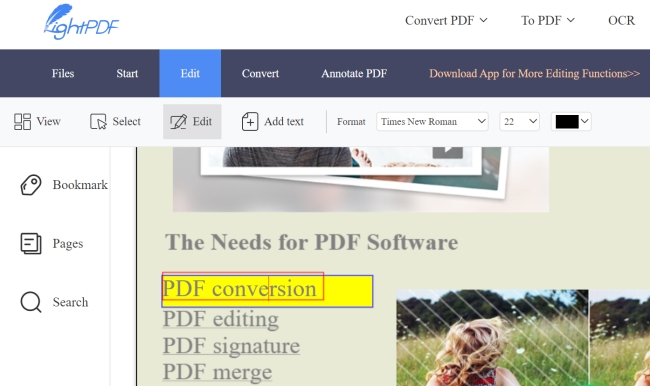 elimina il testo PDF online