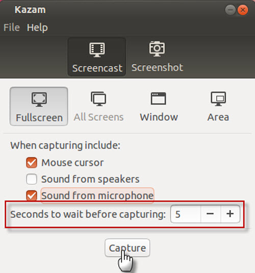 Ubuntu録画-kazam