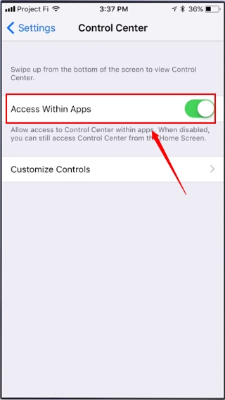 iOS 11 beta 2コントロールセンター無効化