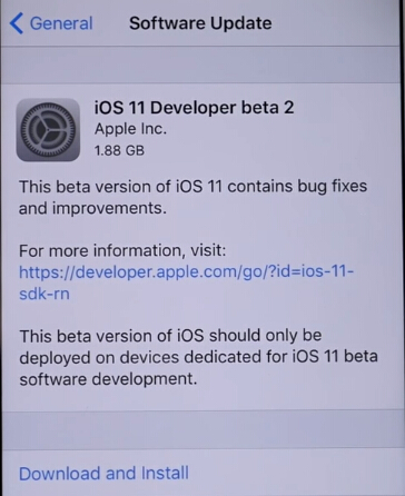 iOS 11 Beta 2インストール