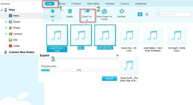 muziek laat kopiëren van iPhone naar Windows 8