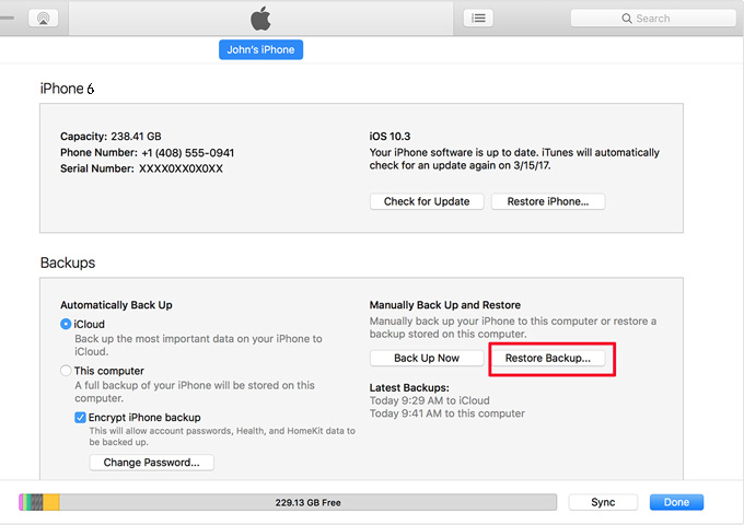 hoe iPhone XS herstellen vanaf iTunes back up