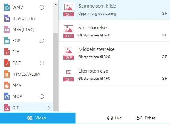 konvertere video til GIF