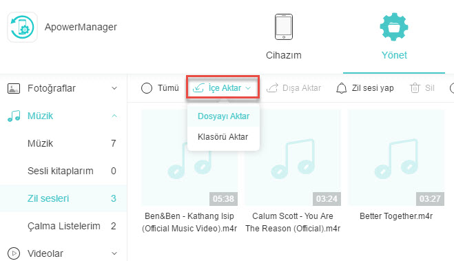 M4R’ı iPhone’a iTunes Olmadan Ekleme