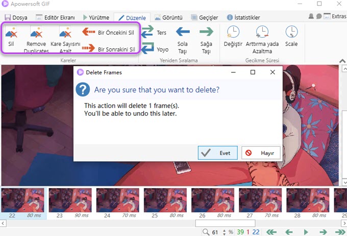 GIF çerçevelerini sil