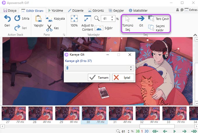 gif çerçeveleri seçin