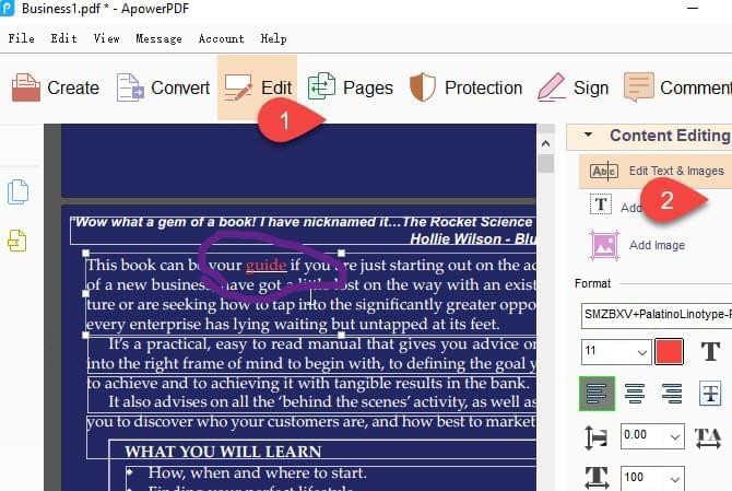 How to edit PDF text via ApowerPDF