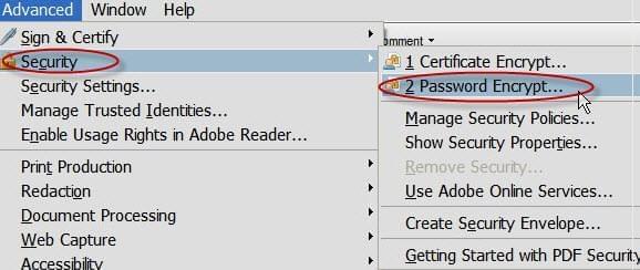 Adobe Acrobat to add password