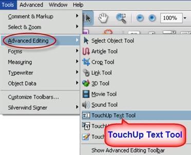 Adobe Acrobat TouchUp Text Tool