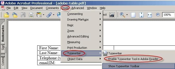 Adobe Acrobat Typewriter