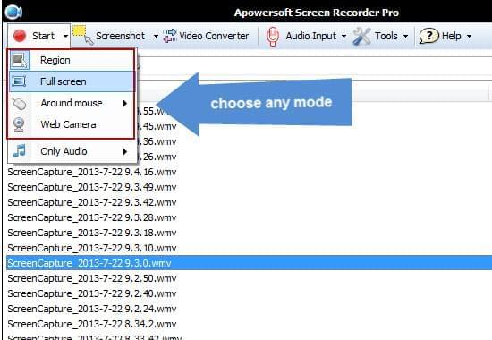 choose your recording modes