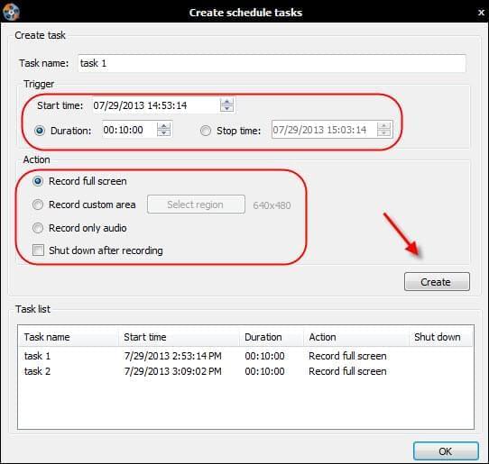 create schedule task for time lapse video