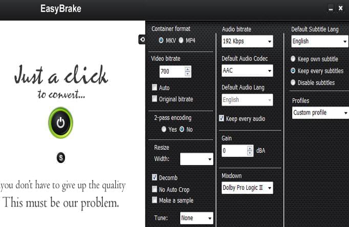 EasyBrake video converter screenshot