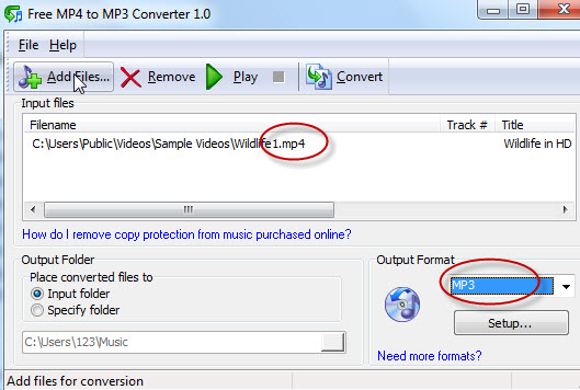 Free MP4 to MP3 converter interface