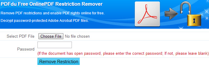 PDFdu Online PDF Restriction Remover