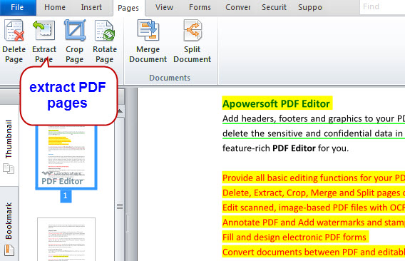 extract PDF pages with PDF Editor