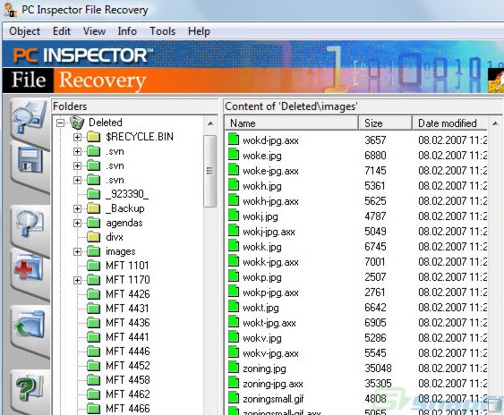 PC Inspector file recovery screenshot