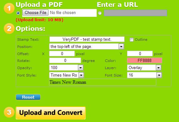 VeryPDF Free PDF Stamp Online