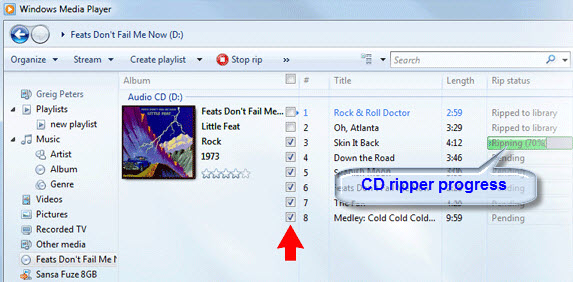 CD ripper progress