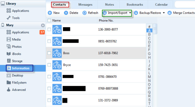 transfer iPhone contacts to PC