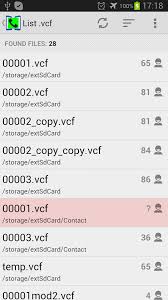 VCF contacts interface