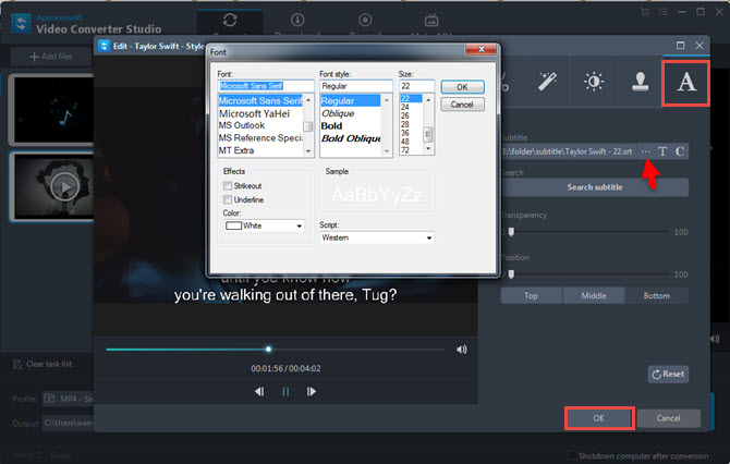 screenshot of enabling subtitle