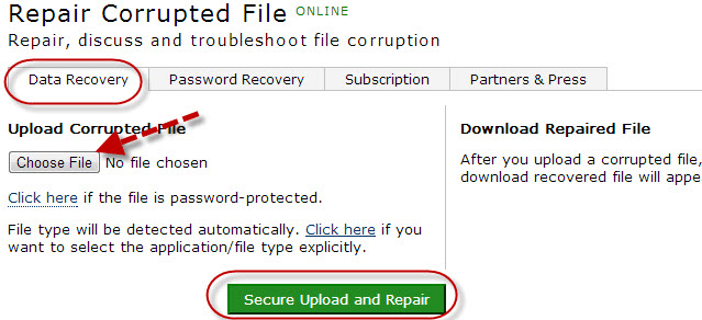 screenshot of Office recovery online