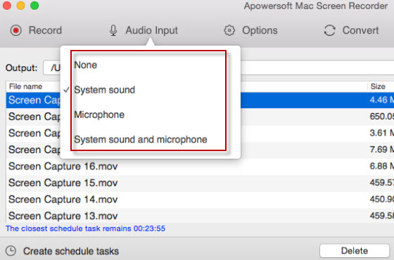 record mac screen with audio input