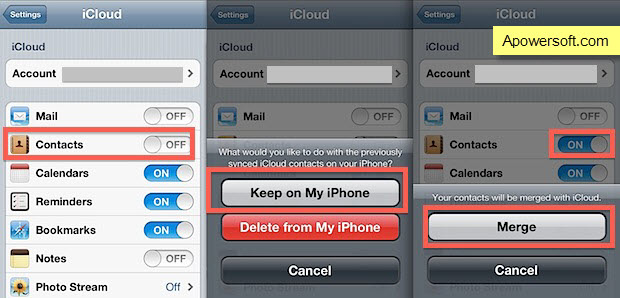retrieve deleted iPhone contacts from iCloud screenshot